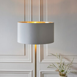 Luminosa Lighting Luminosa Highclere Floor Lamp With Shade Antique Brass Plate, Vintage White Fabric, 1X E27 - thumbnail 3