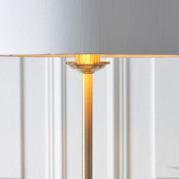 Luminosa Lighting Luminosa Highclere Floor Lamp With Shade Antique Brass Plate, Vintage White Fabric, 1X E27 - thumbnail 5