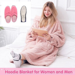 3 In 1 Cozy Fleece Blanket Slipper & Insole - Pink - thumbnail 2