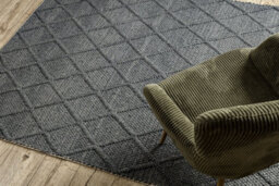 RugsX Wool Carpet Tahar 99001K Anthracite - Hand-Woven Loop, Rhombus, Boho  160X240 Cm - thumbnail 5