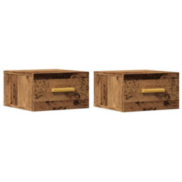 Berkfield Wall-Mounted Bedside Cabinets 2 Pcs Old Wood 35X35X20 Cm - thumbnail 2