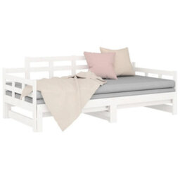 Berkfield Pull-Out Day Bed White Solid Wood Pine 2X(80X200) Cm - thumbnail 6