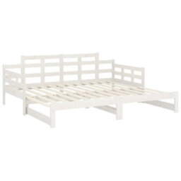 Berkfield Pull-Out Day Bed White Solid Wood Pine 2X(80X200) Cm - thumbnail 9