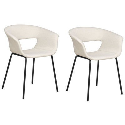 Beliani Set Of 2 Dining Chairs Elma Fabric Light Beige - image 1
