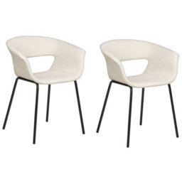 Beliani Set Of 2 Dining Chairs Elma Fabric Light Beige - thumbnail 1