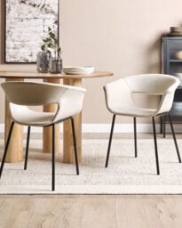 Beliani Set Of 2 Dining Chairs Elma Fabric Light Beige - thumbnail 2