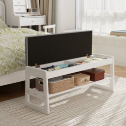 Yqjjgl Stylish Solid Wood Shoe Storage Bench With Flip-Top Seat And Hidden Storage In White 100Cm Shoe Rack - thumbnail 9