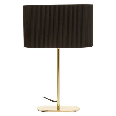 Orsina Brass Table Lamp, Glossy Brass Ceramic Base With Ribbed Detailing, White Fabric Shade Creates Warm Ambient - image 1