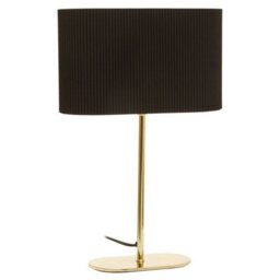 Orsina Brass Table Lamp, Glossy Brass Ceramic Base With Ribbed Detailing, White Fabric Shade Creates Warm Ambient - thumbnail 2