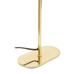 Orsina Brass Table Lamp, Glossy Brass Ceramic Base With Ribbed Detailing, White Fabric Shade Creates Warm Ambient - thumbnail 6