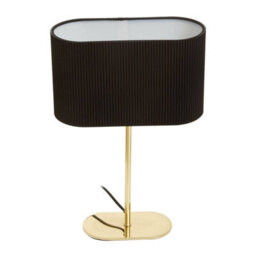 Orsina Brass Table Lamp, Glossy Brass Ceramic Base With Ribbed Detailing, White Fabric Shade Creates Warm Ambient - thumbnail 3