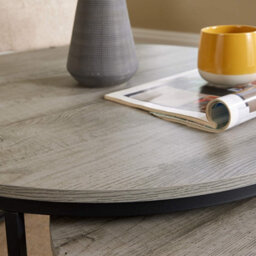 Home Source Oakmere Industrial Grey Round Nest Of 2 Tables - thumbnail 6