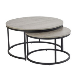 Home Source Oakmere Industrial Grey Round Nest Of 2 Tables - thumbnail 7