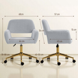 Homcom Swivel Office Chair, Vanity Desk Chair With Adjustable Height, Wheels - thumbnail 3