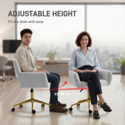 Homcom Swivel Office Chair, Vanity Desk Chair With Adjustable Height, Wheels - thumbnail 7