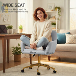 Homcom Swivel Office Chair, Vanity Desk Chair With Adjustable Height, Wheels - thumbnail 4