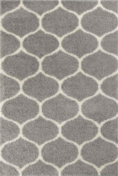 The Rugs Moroccan Shaggy Rugs And Runners Soft Fluffy Trellis Design High Pile Grey And Ivory  Living Room Kitchen Hallway 610 - thumbnail 2