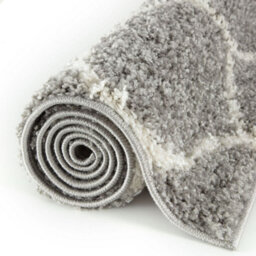 The Rugs Moroccan Shaggy Rugs And Runners Soft Fluffy Trellis Design High Pile Grey And Ivory  Living Room Kitchen Hallway 610 - thumbnail 5