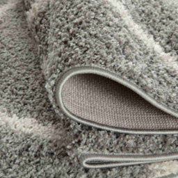 The Rugs Moroccan Shaggy Rugs And Runners Soft Fluffy Trellis Design High Pile Grey And Ivory  Living Room Kitchen Hallway 610 - thumbnail 4