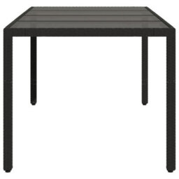 Berkfield Garden Table With Glass Top Black 190X90X75 Cm Poly Rattan - thumbnail 5