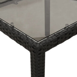 Berkfield Garden Table With Glass Top Black 190X90X75 Cm Poly Rattan - thumbnail 8