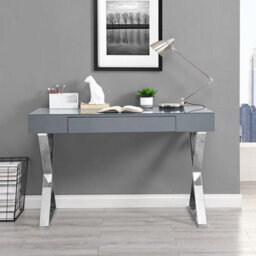 Furniture in Fashion Carlo High Gloss Computer Desk In White With Chrome Legs - thumbnail 3