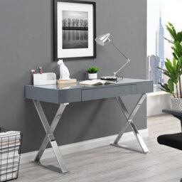 Furniture in Fashion Carlo High Gloss Computer Desk In White With Chrome Legs - thumbnail 2