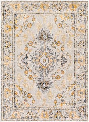 Livabliss Floransa-Vintage Beige Grey Blue Yellow Traditional Boho Living Dining Bedroom Rug 160 X 215 Cm Easy Care, Non Shedding - image 1