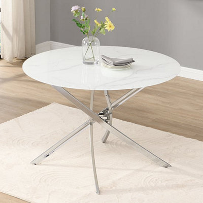 Furniture in Fashion Daytona Diva Marble Effect Round Dining Table With Chrome Legs - image 1