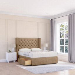 "Sloomy 5Ft Dior Naples Mink Memory Foam Bed Set With No Drawers Mattress & 54"" Wingback Headboard - King"