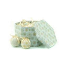 Christmas Tree Baubles - Decoupage Cream & Gold Snowflake Pack Of 14 Assorted