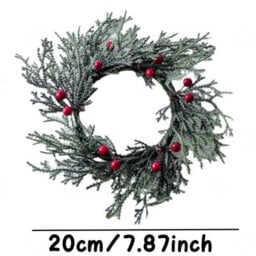 Amorly 6Pcs Snowy Pine Needle Red Berry Candle Ring Wreaths, Artificial Mini Christmas Wreaths, Ornaments For Table Decorations - thumbnail 8