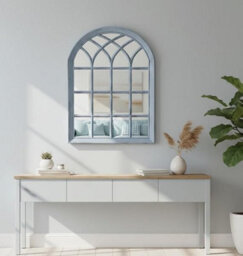 Biznest Grey Rustic Soho Window Style Mirror Elegant Vintage Hallway Mirror 50.5X71X2.5Cm (Grey Rustic) - thumbnail 1