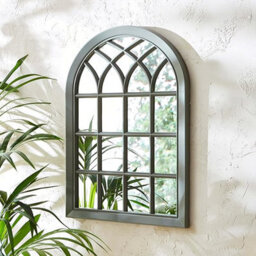 Biznest Grey Rustic Soho Window Style Mirror Elegant Vintage Hallway Mirror 50.5X71X2.5Cm (Grey Rustic) - thumbnail 2