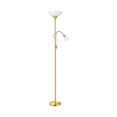 Elegant Brass Floor Lamp With Adjustable Reading Light And White Shade - image 1