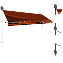 Berkfield Manual Retractable Awning With Led 400 Cm Orange And Brown - thumbnail 4