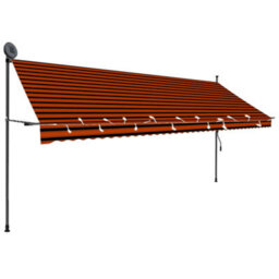 Berkfield Manual Retractable Awning With Led 400 Cm Orange And Brown - thumbnail 2