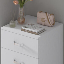 Fwstyle Tunis White 5 Drawer Chest Of Drawers Modern Bedroom Furniture (H) 90 (W) 40 (D) 40Cm - thumbnail 3