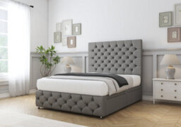 "Comfort Florida Pewter Tweed Divan Bed Base No Drawers - 26"" Strutted  & 12"" Footboard 5' King" - thumbnail 4