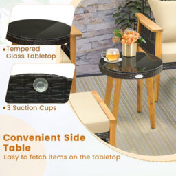 Costway 5 Piece Patio Furniture Set Garden Wicker Woven Chair Set W/ Coffee Table & 2 Ottomans - thumbnail 6