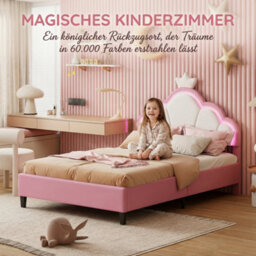 3Ft Single Bed Frame With Led Cloud Adjustable Headboard, Upholstered Bed Frame With Slat Support, Crown Beds, Velvet, Pink - thumbnail 2