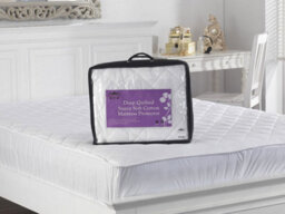 "Lancashire Textiles Super Soft 300Tc Deep Quilted Cotton Mattress Protector With 15"" (38Cm) Skirt - Double"