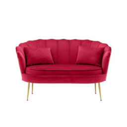 2 Seater Sofa Loveseat In Pink Velvet Fabric - thumbnail 2