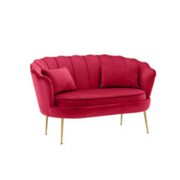 2 Seater Sofa Loveseat In Pink Velvet Fabric - thumbnail 5