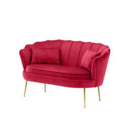 2 Seater Sofa Loveseat In Pink Velvet Fabric - thumbnail 4