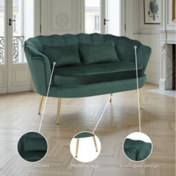 2 Seater Sofa Loveseat In Pink Velvet Fabric - thumbnail 7