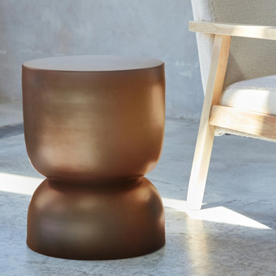 Sweeek - Side Table End Table Metal Bedside Table Diam.32 X H42Cm Madi Terracotta 32X32X42 Cm - image 1