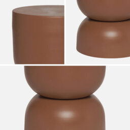Sweeek - Side Table End Table Metal Bedside Table Diam.32 X H42Cm Madi Terracotta 32X32X42 Cm - thumbnail 2