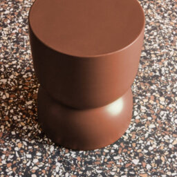 Sweeek - Side Table End Table Metal Bedside Table Diam.32 X H42Cm Madi Terracotta 32X32X42 Cm - thumbnail 7