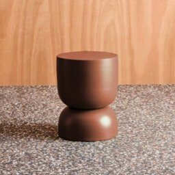 Sweeek - Side Table End Table Metal Bedside Table Diam.32 X H42Cm Madi Terracotta 32X32X42 Cm - thumbnail 8